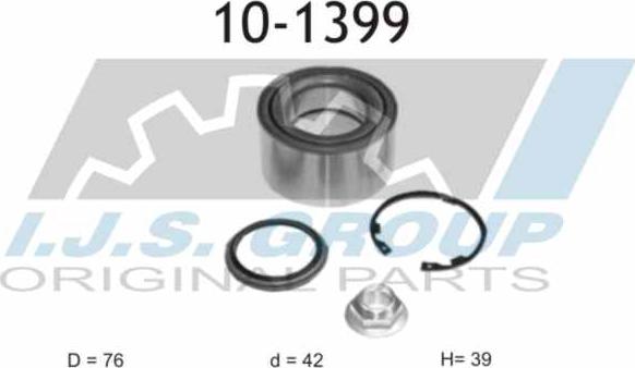 IJS GROUP 10-1399 - Подшипник ступицы колеса, комплект www.autospares.lv