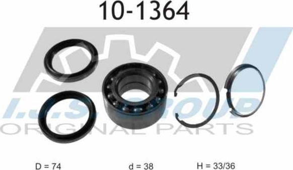 IJS GROUP 10-1364 - Wheel hub, bearing Kit www.autospares.lv