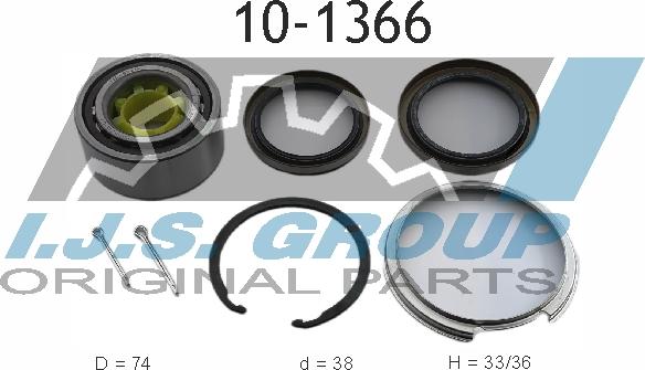 IJS GROUP 10-1366 - Wheel hub, bearing Kit www.autospares.lv