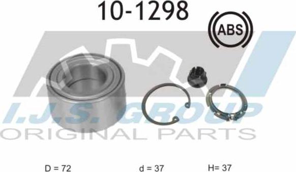 IJS GROUP 10-1298 - Riteņa rumbas gultņa komplekts autospares.lv