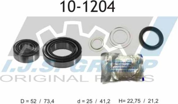 IJS GROUP 10-1204 - Wheel hub, bearing Kit www.autospares.lv