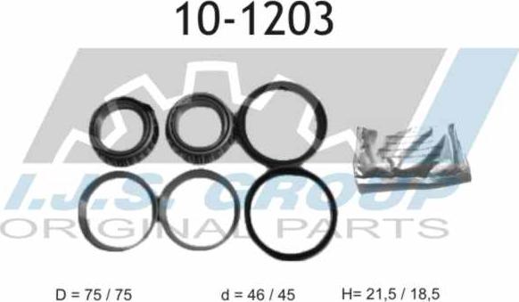 IJS GROUP 10-1203 - Wheel hub, bearing Kit www.autospares.lv