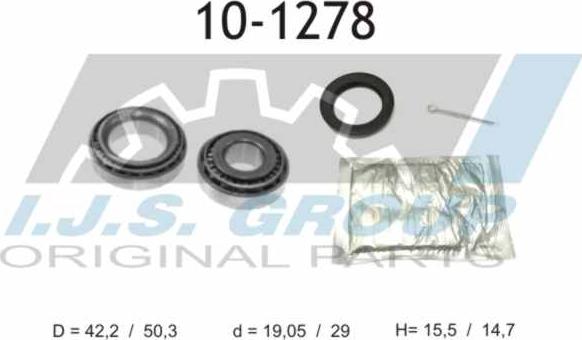 IJS GROUP 10-1278 - Wheel hub, bearing Kit www.autospares.lv