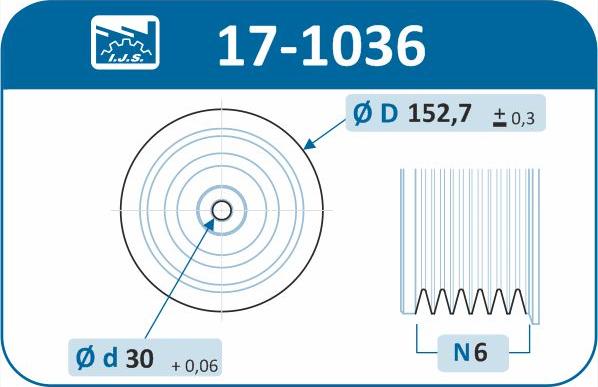 IJS GROUP 17-1036 - Piedziņas skriemelis, Kloķvārpsta www.autospares.lv