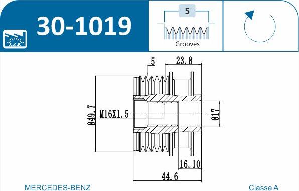 IJS GROUP 30-1019 - Шкив генератора, муфта www.autospares.lv