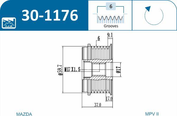 IJS GROUP 30-1176 - Piedziņas skriemelis, Ģenerators autospares.lv