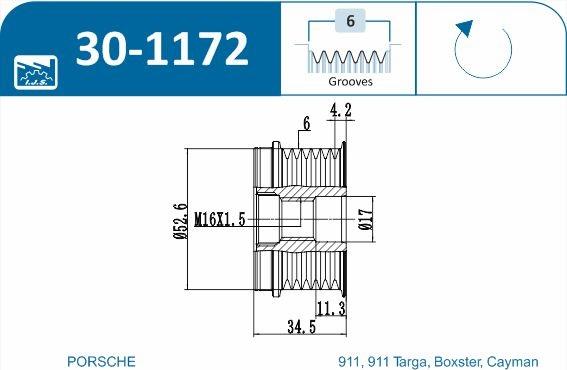 IJS GROUP 30-1172 - Piedziņas skriemelis, Ģenerators autospares.lv