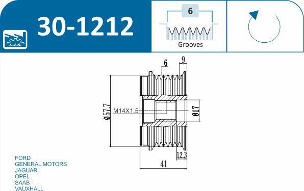 IJS GROUP 30-1212 - Шкив генератора, муфта www.autospares.lv