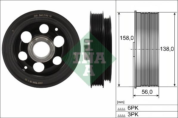 INA 544 0180 10 - Piedziņas skriemelis, Kloķvārpsta www.autospares.lv