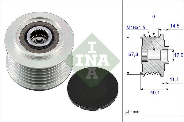 INA 535 0052 10 - Pulley, alternator, freewheel clutch www.autospares.lv