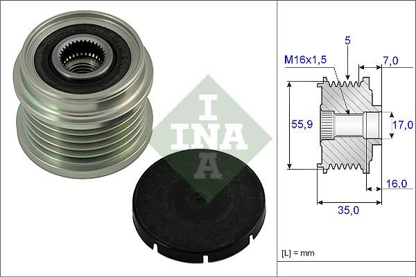 INA 535 0007 10 - Pulley, alternator, freewheel clutch www.autospares.lv