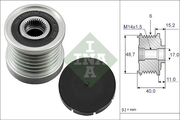 INA 535 0038 10 - Piedziņas skriemelis, Ģenerators www.autospares.lv