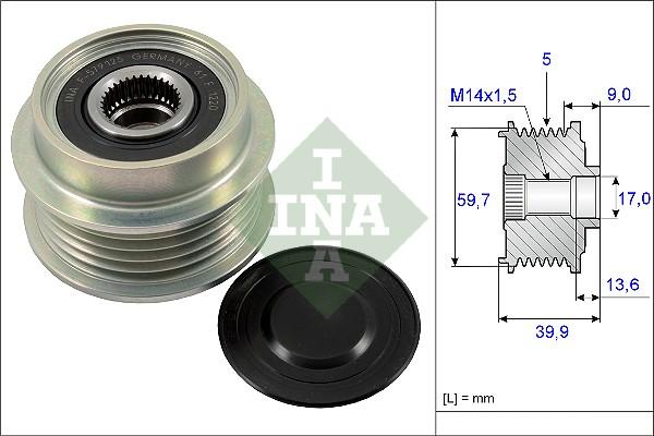 INA 535 0199 10 - Шкив генератора, муфта www.autospares.lv