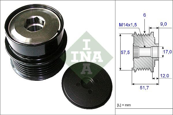 INA 535 0197 10 - Шкив генератора, муфта www.autospares.lv