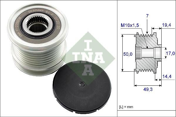 INA 535 0140 10 - Pulley, alternator, freewheel clutch www.autospares.lv