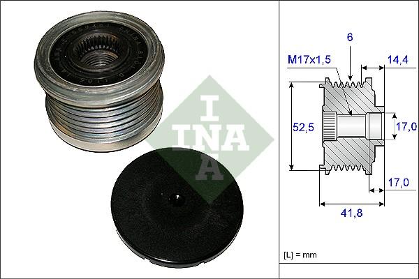 INA 535 0147 10 - Шкив генератора, муфта www.autospares.lv