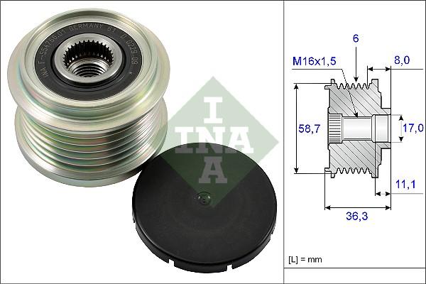 INA 535 0160 10 - Pulley, alternator, freewheel clutch www.autospares.lv