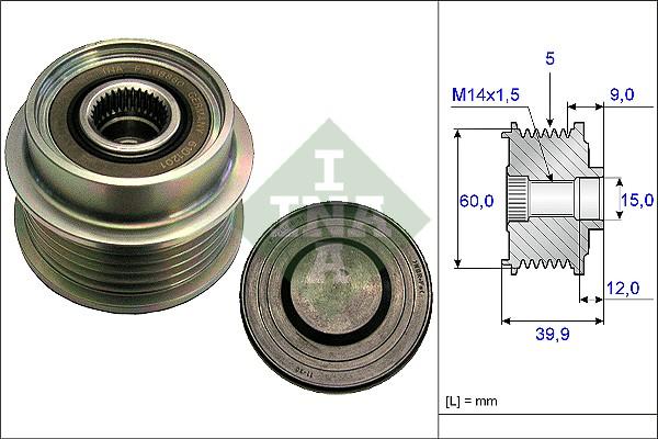 INA 535 0180 10 - Шкив генератора, муфта www.autospares.lv