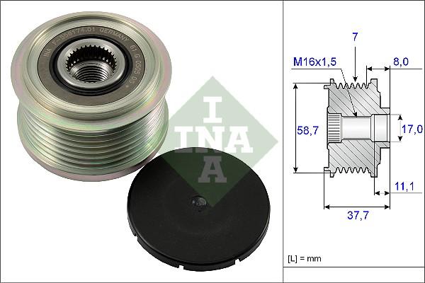 INA 535 0128 10 - Pulley, alternator, freewheel clutch www.autospares.lv