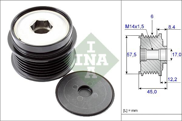 INA 535 0174 10 - Шкив генератора, муфта www.autospares.lv