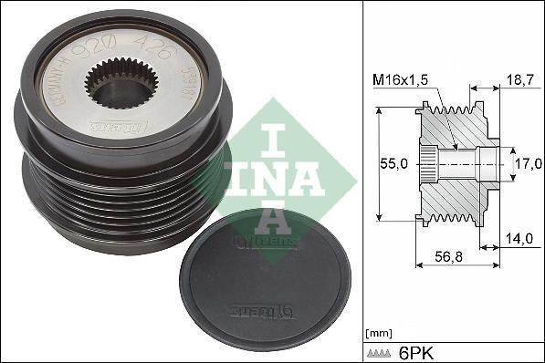 INA 535 0341 10 - Piedziņas skriemelis, Ģenerators autospares.lv