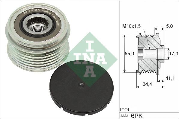 INA 535 0357 10 - Piedziņas skriemelis, Ģenerators www.autospares.lv