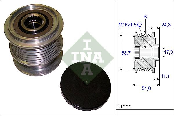 INA 535 0200 10 - Pulley, alternator, freewheel clutch www.autospares.lv