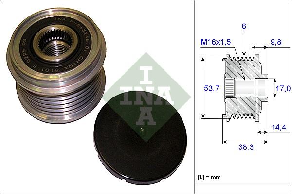 INA 535 0203 10 - Шкив генератора, муфта www.autospares.lv