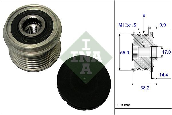 INA 535 0216 10 - Шкив генератора, муфта www.autospares.lv