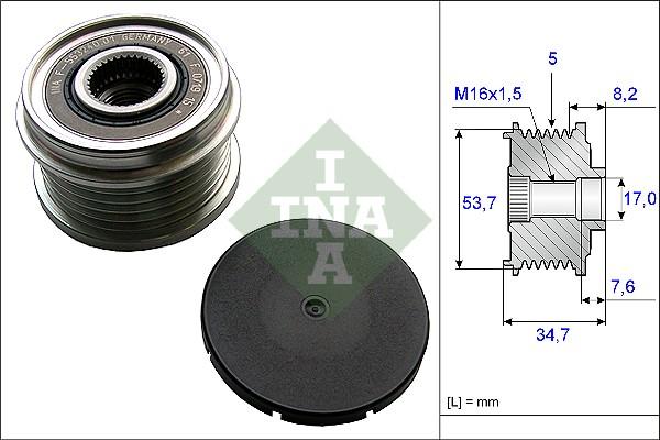 INA 535 0211 10 - Pulley, alternator, freewheel clutch www.autospares.lv