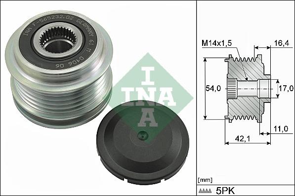 INA 535 0286 10 - Piedziņas skriemelis, Ģenerators www.autospares.lv