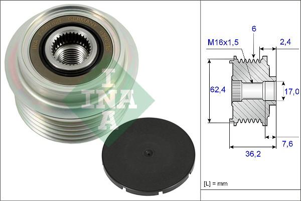 INA 535 0238 10 - Piedziņas skriemelis, Ģenerators www.autospares.lv