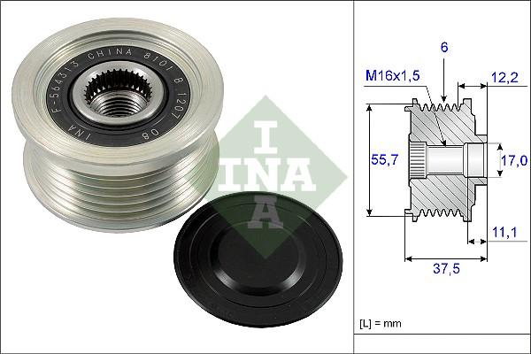 INA 535 0226 10 - Pulley, alternator, freewheel clutch www.autospares.lv