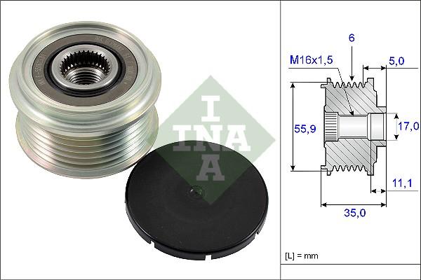 INA 535 0222 10 - Piedziņas skriemelis, Ģenerators www.autospares.lv