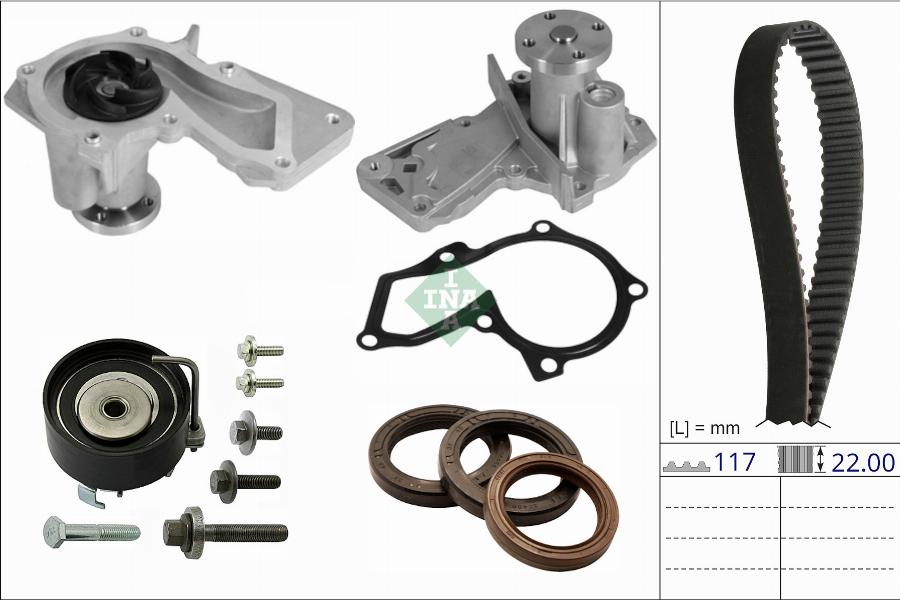 INA 530 0912 30 - Ūdenssūknis + Zobsiksnas komplekts www.autospares.lv