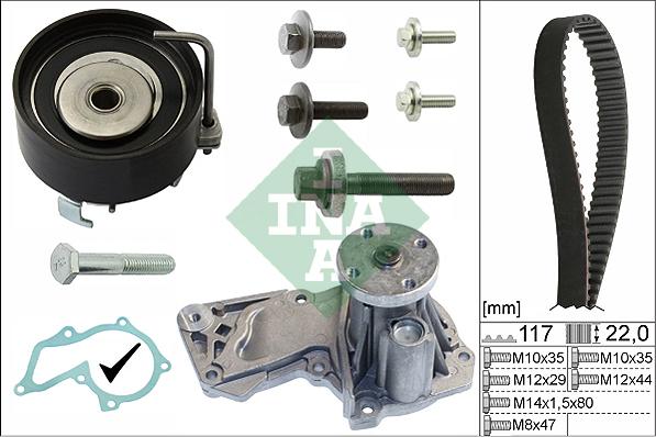 INA 530 0495 30 - Ūdenssūknis + Zobsiksnas komplekts autospares.lv