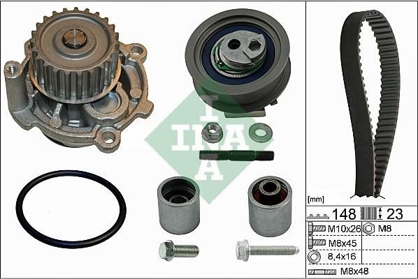 INA 530 0445 32 - Водяной насос + комплект зубчатого ремня ГРМ www.autospares.lv