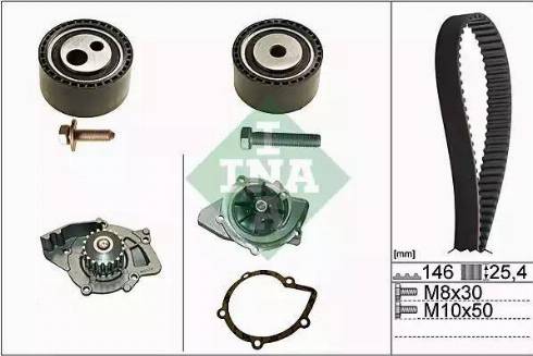 INA 530 0446 30 - Водяной насос + комплект зубчатого ремня ГРМ www.autospares.lv