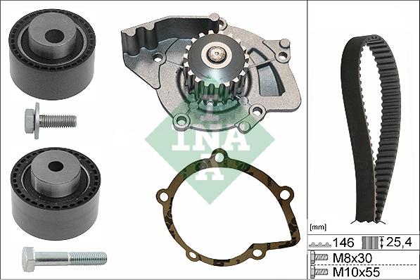 INA 530 0446 31 - Водяной насос + комплект зубчатого ремня ГРМ www.autospares.lv