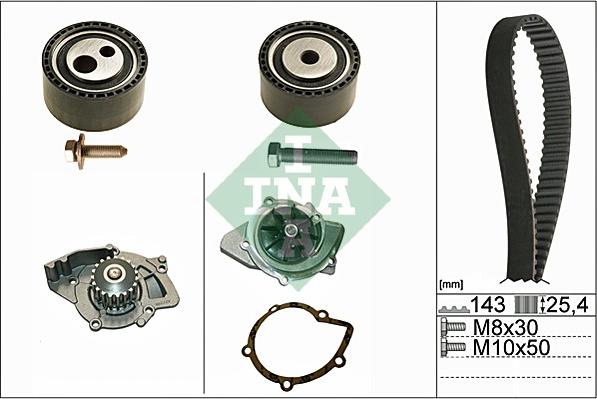 INA 530 0447 30 - Водяной насос + комплект зубчатого ремня ГРМ www.autospares.lv