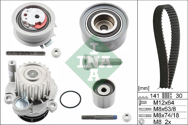 INA 530 0463 30 - Водяной насос + комплект зубчатого ремня ГРМ www.autospares.lv