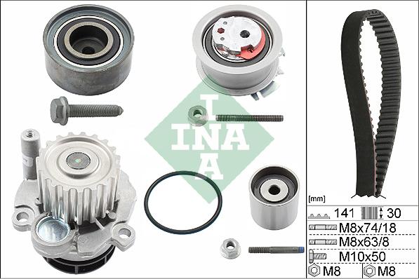 INA 530 0405 30 - Ūdenssūknis + Zobsiksnas komplekts autospares.lv