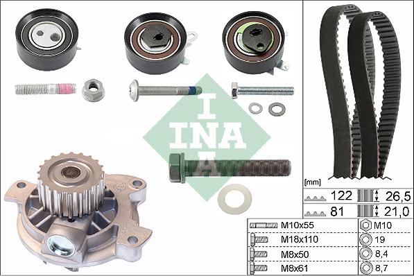 INA 530 0484 30 - Ūdenssūknis + Zobsiksnas komplekts autospares.lv