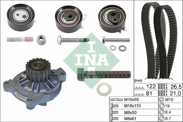 INA 530 0484 31 - Ūdenssūknis + Zobsiksnas komplekts autospares.lv