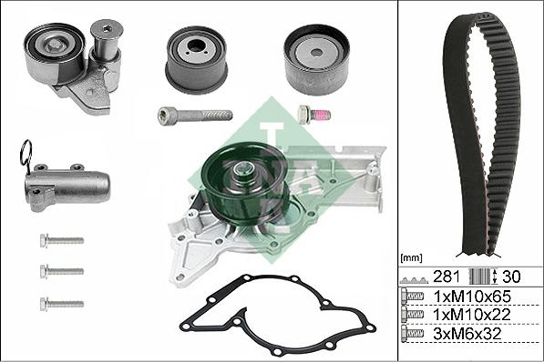 INA 530 0480 30 - Водяной насос + комплект зубчатого ремня ГРМ www.autospares.lv