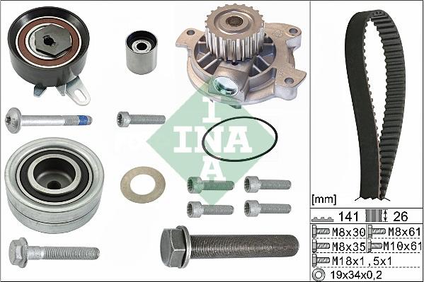 INA 530 0482 30 - Водяной насос + комплект зубчатого ремня ГРМ www.autospares.lv