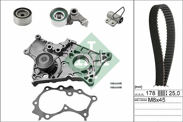 INA 530 0543 30 - Водяной насос + комплект зубчатого ремня ГРМ www.autospares.lv