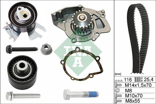 INA 530 0558 31 - Водяной насос + комплект зубчатого ремня ГРМ www.autospares.lv