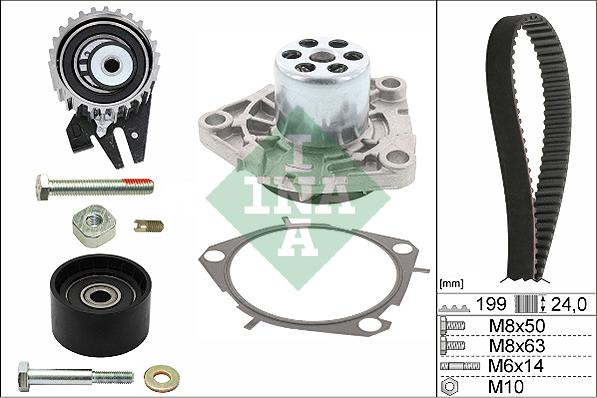 INA 530 0562 30 - Водяной насос + комплект зубчатого ремня ГРМ www.autospares.lv