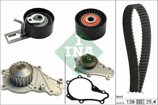 INA 530 0577 30 - Водяной насос + комплект зубчатого ремня ГРМ www.autospares.lv